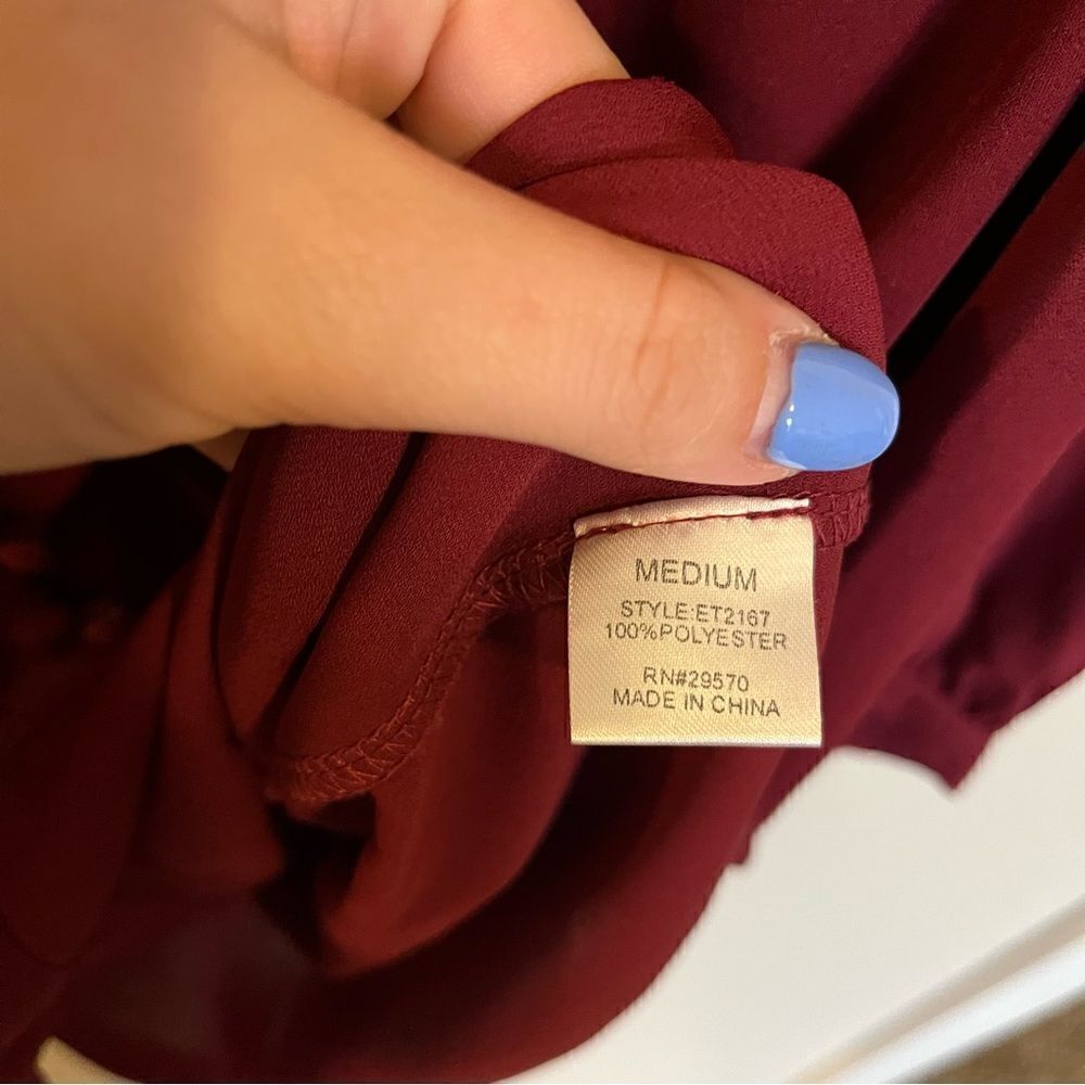 Everly Merlot button front blouse - Picture 8 of 10